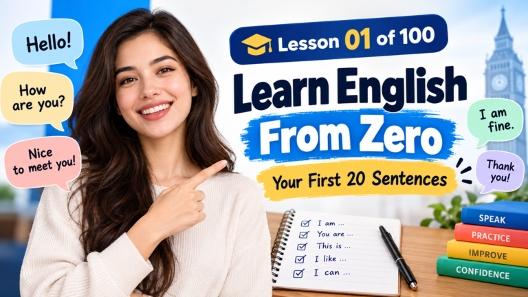 Learn English From Zero — Your First 20 Sentences
